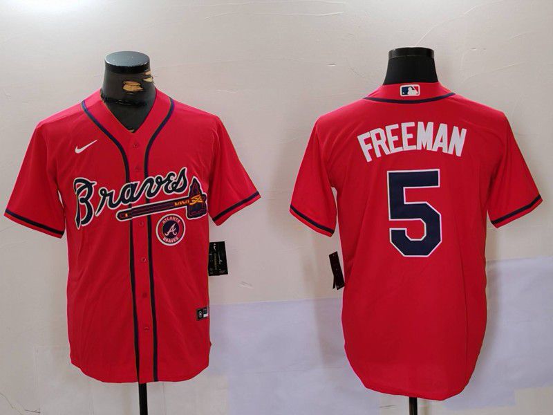 Men Atlanta Braves #5 Freeman Red Game 2024 Nike MLB Jersey style 2